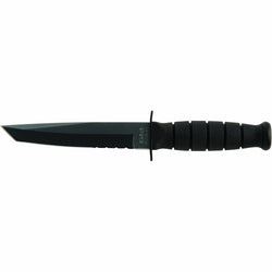 Ka-Bar Short Knife Tanto Black Leather Sheath Serrated, UPC :617717212550