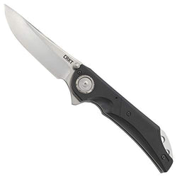 CRKT Seismic EDC Folding Pocket Knife: Heavy Duty Everyday Carry, Satin Blade, Flipper Open, Deadbolt Button Lock, IKBS Ball Bearing Pivot, G10 Handle, Deep Carry Pocket Clip 5401