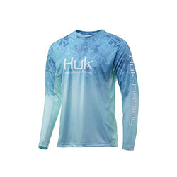 Huk Men's Icon X Camo Fade Shirt | Long Sleeve Performance Fishing Shirt With +50 UPF Sun Protection, SubPhantis Glacier, Large