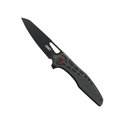 CRKT Thero EDC Folding Pocket Knife: Everyday Carry Folder, Plain Edge, Sheepsfoot Blade with Black Oxide Finish, Flipper, Glass Reinforced Nylon and Carbon Fiber Handle 6290