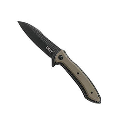 CRKT Apoc EDC Folding Pocket Knife: Everyday Carry, Hammered Blade and Handle with Stonewash Finish, Flipper Open, IKBS Ball Bearing Pivot, Liner Lock, Tan G10 Handle 5380