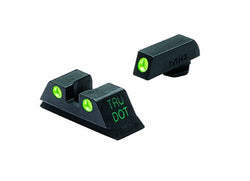 Meprolight Glock Tru-Dot Night Sight for 9mm, .357 Sig, .40 S&W . 45 GAP. Fixed Set. Green Rear Sight with Green Front Sight