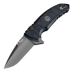 Hogue 16172 X1-Microflip 2.75" Sig Tactical Folder Drop Point Blade Grey Finish - G-10 Frame - Solid Black - Sig Medallion