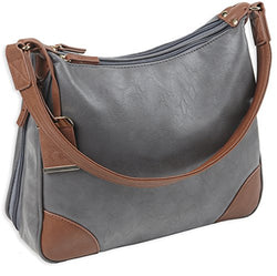 Bulldog Cases Hobo Style Purse with Holster, Gray with Tan Trim, Large