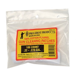 Pro-Shot Cotton Flannel Patches .22-.270 Caliber 1.125 Inch Square 100 Per