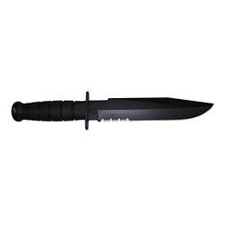 KA-BAR Fighting Serrated Black Knife w/Kraton Handle