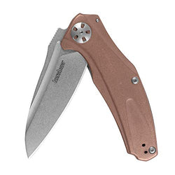Kershaw Copper Natrix Pocket Knife; 3.25 in. D2 Corrosion Resistant Steel; Heavy Stonewashed Copper Handle, KVT Ball Bearing Opening (7007CU)