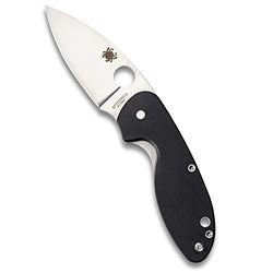 Spyderco Efficient Value Folding Knife with 2.98" Stainless Steel Drop-Point Blade and Durable Black G-10 Handle - PlainEdge - C216GP
