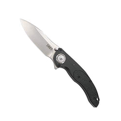 CRKT Linchpin EDC Folding Pocket Knife: Heavy Duty Everyday Carry, Satin Blade, Flipper Open, Deadbolt Button Lock, IKBS Ball Bearing Pivot, Glass Reinforced Nylon Handle, Pocket Clip 5405