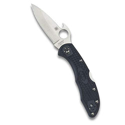 Spyderco Delica 4 Lightweight Signature Folding Knife with 2.90" Saber-Ground Steel Blade and Emerson Opener - PlainEdge Grind - C11PGYW