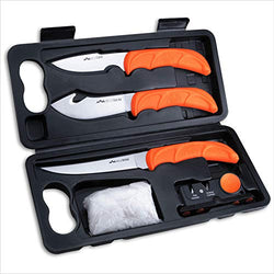 Outdoor Edge WildLite, 6-Piece Field to Freezer Hunting & Game Processing Knife Set with Gut Hook Skinning Knife, Caping Knife, Boning/Fillet Knife, Sharpener and Hard-Side Carry Case