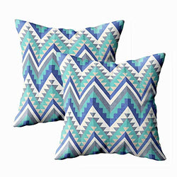 Gesmatic Zipper Pillow Cases, Fun Pillow Cases Standard Size Pattern in Blue Tints 18X18 Inches Home Bedroom Sofa Decor Set of 2