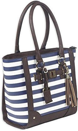 Bulldog Cases Tote Style Concealed Carry Purse with Holster, Navy Stripe